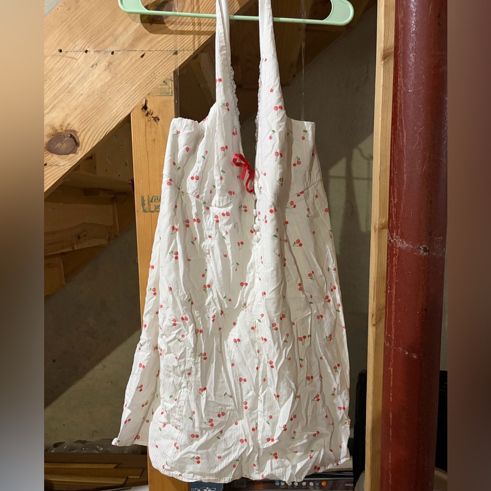 Wild Fable White halter Dress with Cherry Pattern